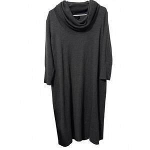 Talbots 1X Gray Cowl Neck Sweater Dress Pure Merino Wool